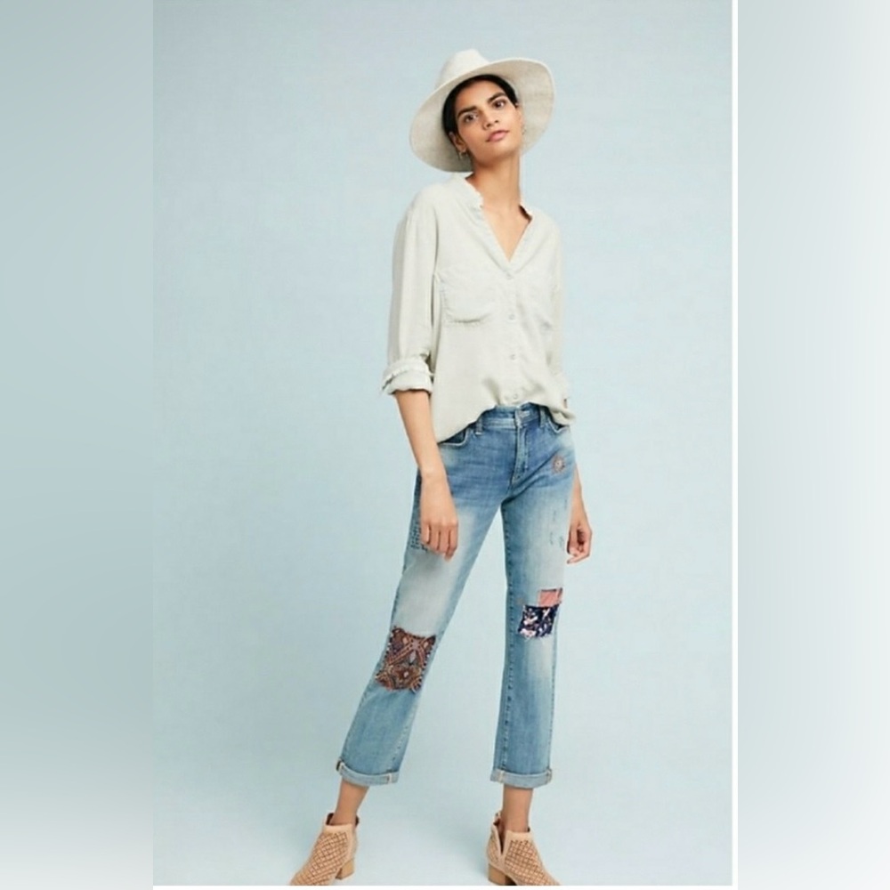 Pilcro & The Letterpress Anthropologie Patchwork Jeans NWT - Picture 10 of 11